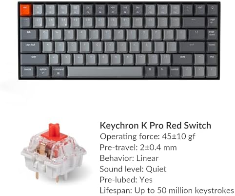 Keychron K2 75  Layout Bluetooth Wireless Mechanical Keyboard K Pro Brown Switch/White LED Backlit/USB C/Anti Ghosting/N Key Rollover  84 Keys Gaming Keyboard for Mac Windows Version 2