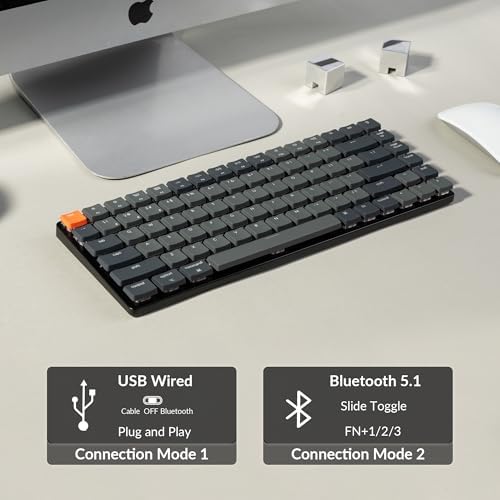 Keychron K3 Version 2  84 Keys Ultra Slim Wireless Bluetooth/USB Wired Mechanical Keyboard with White LED Backlit  Low Profile Keychron Mechanical Red Switch Compatible with Mac Windows