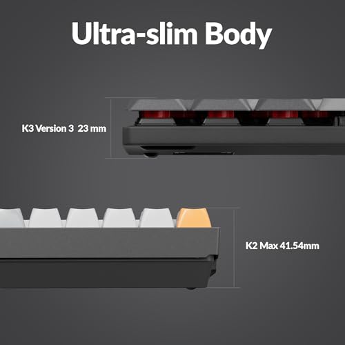 Keychron K3 Version 2  84 Keys Ultra Slim Wireless Bluetooth/USB Wired Mechanical Keyboard with White LED Backlit  Low Profile Keychron Mechanical Red Switch Compatible with Mac Windows