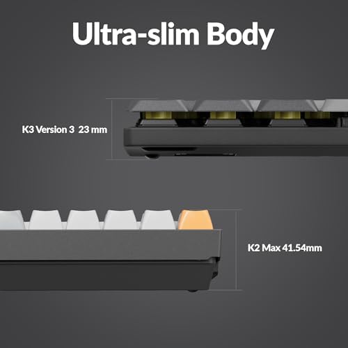 Keychron K3 Version 2  84 Keys Ultra Slim Wireless Bluetooth/USB Wired Mechanical Keyboard with White LED Backlit  Low Profile Keychron Mechanical Red Switch Compatible with Mac Windows