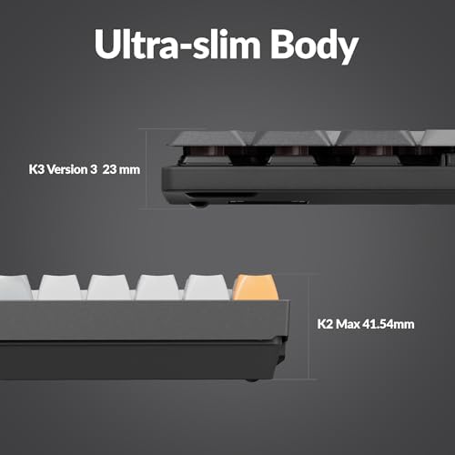 Keychron K3 Version 2  84 Keys Ultra Slim Wireless Bluetooth/USB Wired Mechanical Keyboard with White LED Backlit  Low Profile Keychron Mechanical Red Switch Compatible with Mac Windows