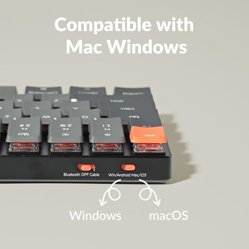 Keychron K3 Versión 2, Teclado mecánico inalámbrico Bluetooth/USB con 84 teclas ultradelgado con retroiluminación LED blanca, interruptor mecánico Keychron de perfil bajo en rojo compatible con Mac y