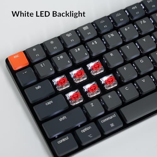 Keychron K3 Versión 2, Teclado mecánico inalámbrico Bluetooth/USB con 84 teclas ultradelgado con retroiluminación LED blanca, interruptor mecánico Keychron de perfil bajo en rojo compatible con Mac y