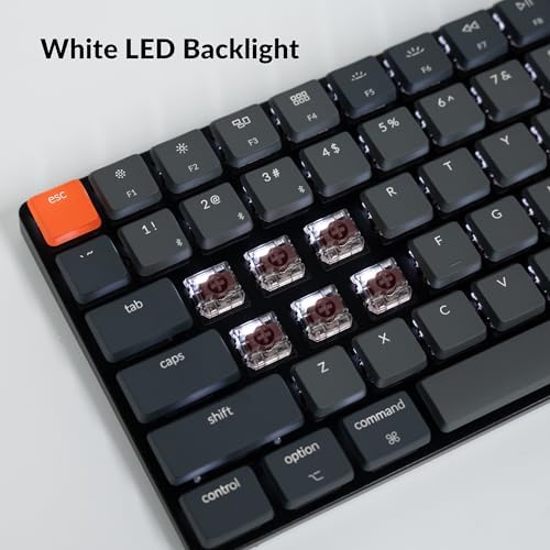 Keychron K3 Version 2  84 Keys Ultra Slim Wireless Bluetooth/USB Wired Mechanical Keyboard with White LED Backlit  Low Profile Keychron Mechanical Brown Switch Compatible with Mac Windows