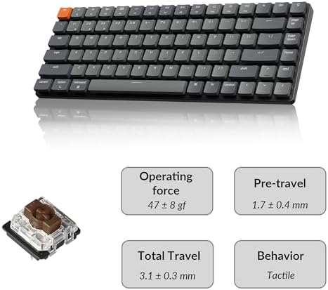 Keychron K3 Version 2  84 Keys Ultra Slim Wireless Bluetooth/USB Wired Mechanical Keyboard with White LED Backlit  Low Profile Keychron Mechanical Brown Switch Compatible with Mac Windows