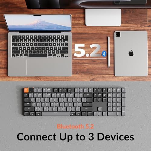 Keychron K5 Version 2 Wireless Bluetooth 5 2 Mechanical Keyboard  Low Profile Milk POM Switch 100  Full Size Layout QMK Programmable  White Backlit with Shine Through Keycaps for Mac Windows Linux
