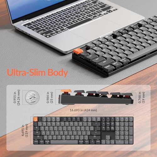 Keychron K5 Version 2 Wireless Bluetooth 5 2 Mechanical Keyboard  Low Profile Milk POM Switch 100  Full Size Layout QMK Programmable  White Backlit with Shine Through Keycaps for Mac Windows Linux