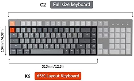 Keychron K6 Bluetooth 5 1 Wireless Mechanical Keyboard with Keychron K Pro Brown Switch/LED Backlit/Rechargeable Battery  68 Keys Compact Keyboard Compatible with Mac Windows