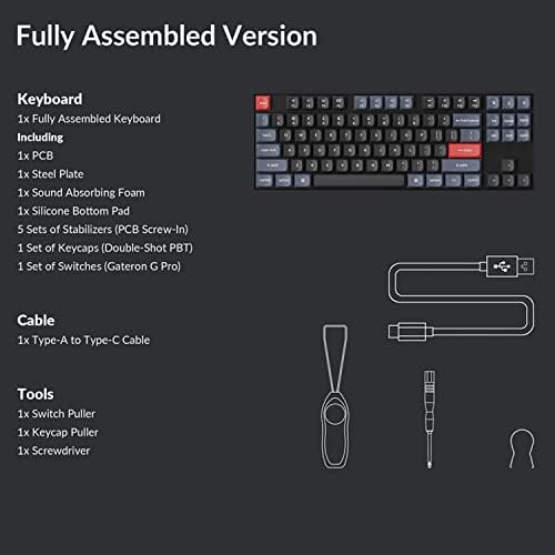 Keychron K8 Pro QMK/VIA Wireless Mechanical Keyboard  Hot Swappable TKL Custom Programmable Macro Wired Keyboard with Gateron G Pro Brown Switch  White Backlit  PBT Keycaps for Mac Windows Linux
