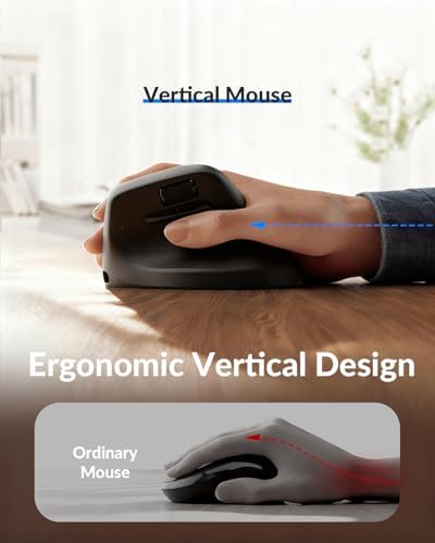 Keychron M5 8K Vertical Ergonomic Mouse Wireless  2 4 GHz/Bluetooth 5 3/Wired Computer Mice Rechargeable  5 Levels Up to 30K DPI with Programmable Buttons for Laptop macOS/Windows   Black