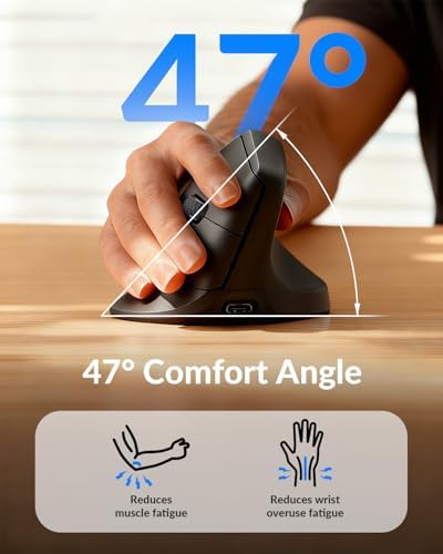 Keychron M5 8K Vertical Ergonomic Mouse Wireless  2 4 GHz/Bluetooth 5 3/Wired Computer Mice Rechargeable  5 Levels Up to 30K DPI with Programmable Buttons for Laptop macOS/Windows   Black
