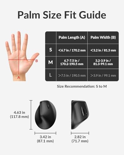 Keychron M5 8K Vertical Ergonomic Mouse Wireless  2 4 GHz/Bluetooth 5 3/Wired Computer Mice Rechargeable  5 Levels Up to 30K DPI with Programmable Buttons for Laptop macOS/Windows   Black