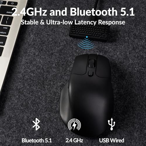 Keychron M6 4000 Hz Wireless Bluetooth 5 1/2 4 GHz/Wired Optical Mouse  Lightweight 78g Programmable PixArt 3395 Sensor with up to 26K DPI/ 650 IPS for Windows Mac Linux   Black