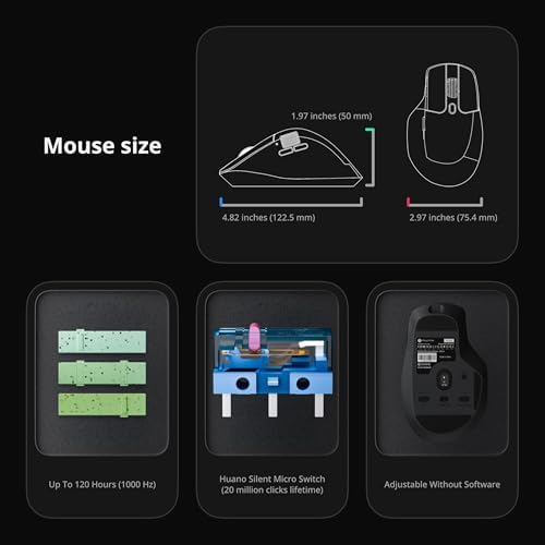 Keychron M6 8000 Hz ratón inalámbrico con Bluetooth 2,4 GHz/conexión por cable, cuerpo ligero con sensor programable PixArt 3950 para Windows, Mac, Linux - Negro
