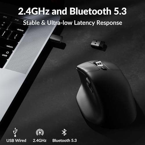 Keychron M6 Silent Wireless Gaming Mouse  1000Hz  Bluetooth 5 3/2 4GHz/Wired  PixArt 3395 Sensor  26K DPI   86g  On Board Memory Profiles for Plug & Play  Programmable for Mac/Windows/Linux   Black