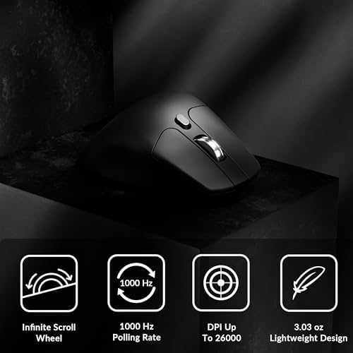 Keychron M6 Silent Wireless Gaming Mouse  1000Hz  Bluetooth 5 3/2 4GHz/Wired  PixArt 3395 Sensor  26K DPI   86g  On Board Memory Profiles for Plug & Play  Programmable for Mac/Windows/Linux   Black