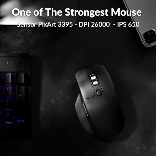 Keychron M6 Silent Wireless Gaming Mouse  1000Hz  Bluetooth 5 3/2 4GHz/Wired  PixArt 3395 Sensor  26K DPI   86g  On Board Memory Profiles for Plug & Play  Programmable for Mac/Windows/Linux   Black