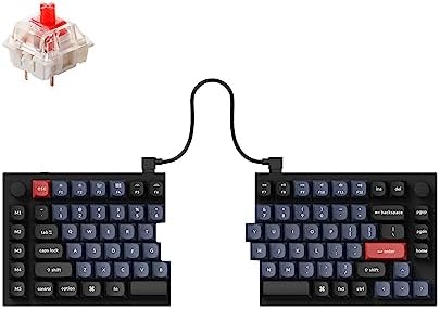 Keychron Q11 QMK/VIA TKL Split Keyboard Ergonomic  91 Keys 75  Layout Wired Mechanical Gaming Keyboard Mac & Windows with Full Alu Frame  PBT Keycaps & Knobs  RGB Backlight Hot Swappable Red Switch