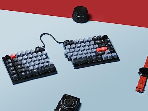 Keychron Q11 QMK/VIA TKL Split Keyboard Ergonomic  91 Keys 75  Layout Wired Mechanical Gaming Keyboard Mac & Windows with Full Alu Frame  PBT Keycaps & Knobs  RGB Backlight Hot Swappable Red Switch
