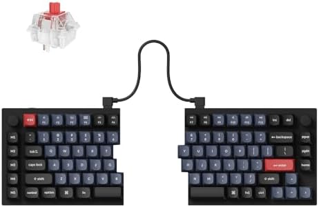 Keychron Q11 QMK/VIA TKL Split Keyboard Ergonomic  91 Keys 75  Layout Wired Mechanical Gaming Keyboard Mac & Windows with Full Alu Frame  PBT Keycaps & Knobs  RGB Backlight Hot Swappable Red Switch