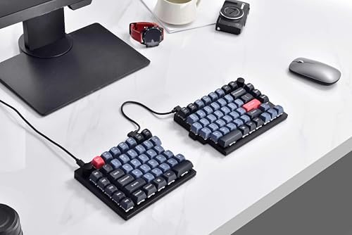 Keychron Q11 QMK/VIA TKL Split Keyboard Ergonomic  91 Keys 75  Layout Wired Mechanical Gaming Keyboard Mac & Windows with Full Alu Frame  PBT Keycaps & Knobs  RGB Backlight Hot Swappable Red Switch
