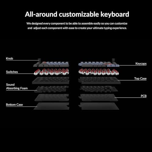 Keychron Q11 QMK/VIA TKL Split Keyboard Ergonomic  91 Keys 75  Layout Wired Mechanical Gaming Keyboard Mac & Windows with Full Alu Frame  PBT Keycaps & Knobs  RGB Backlight Hot Swappable Red Switch