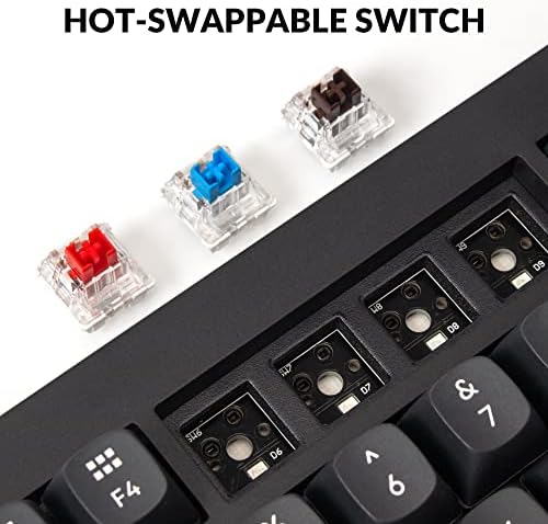 Keychron V1 75  Wired Mechanical Keyboard  QMK/VIA Programmable  Hot swappable Red Switches  Compatible with Mac Windows Linux   Carbon Black