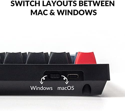 Keychron V1 75  Wired Mechanical Keyboard  QMK/VIA Programmable  Hot swappable Red Switches  Compatible with Mac Windows Linux   Carbon Black