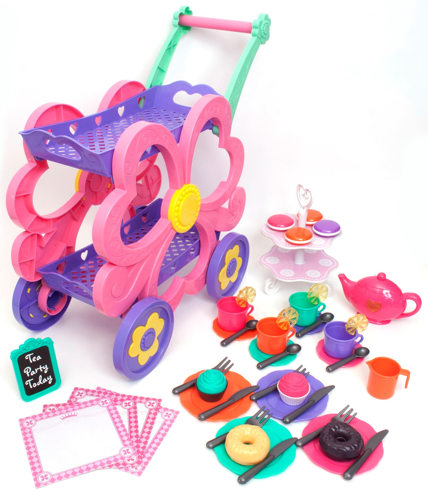 Kid Connection Flower Tea Cart Play Set  45 Pieces  Toddler Toys