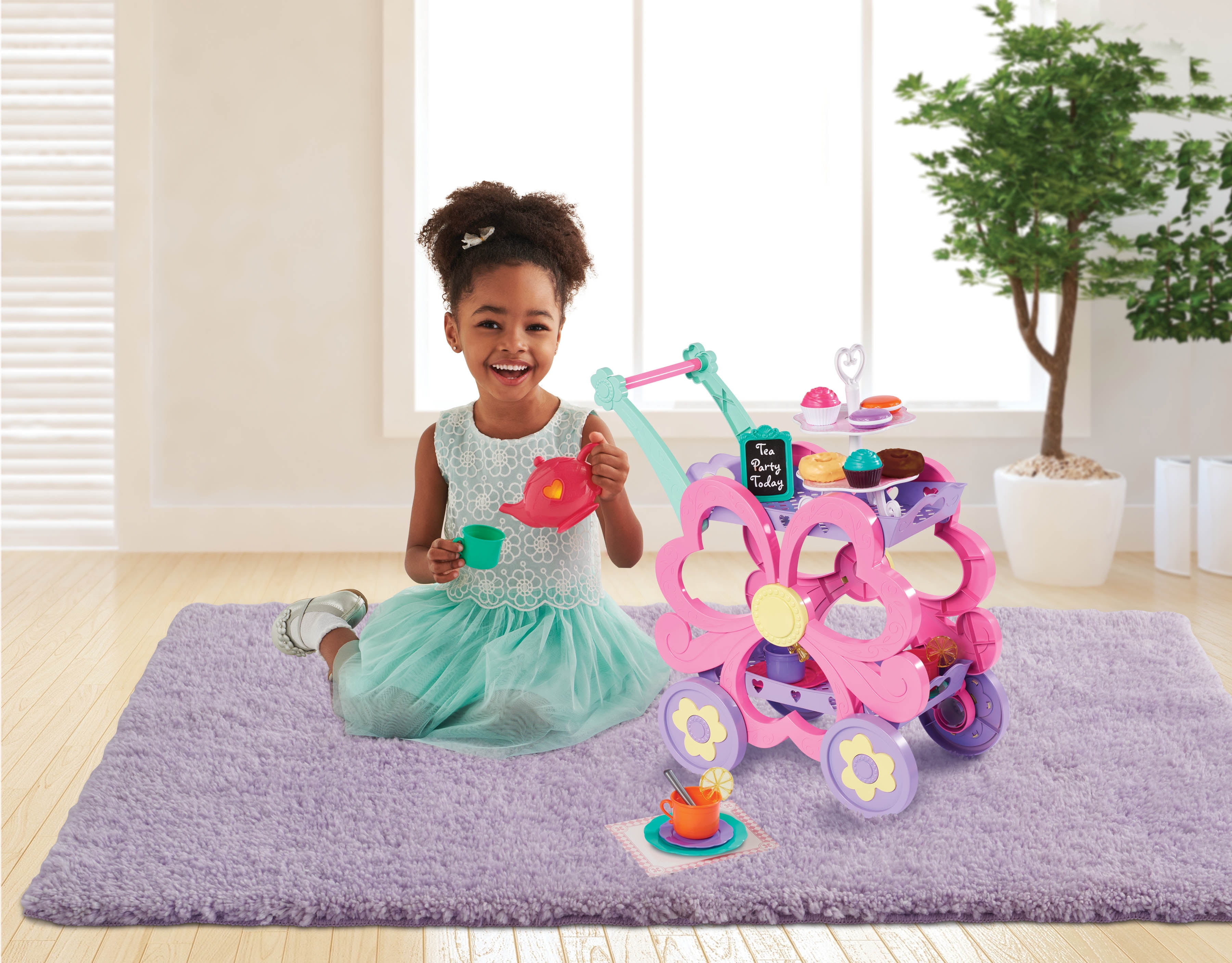 Kid Connection Flower Tea Cart Play Set  45 Pieces  Toddler Toys