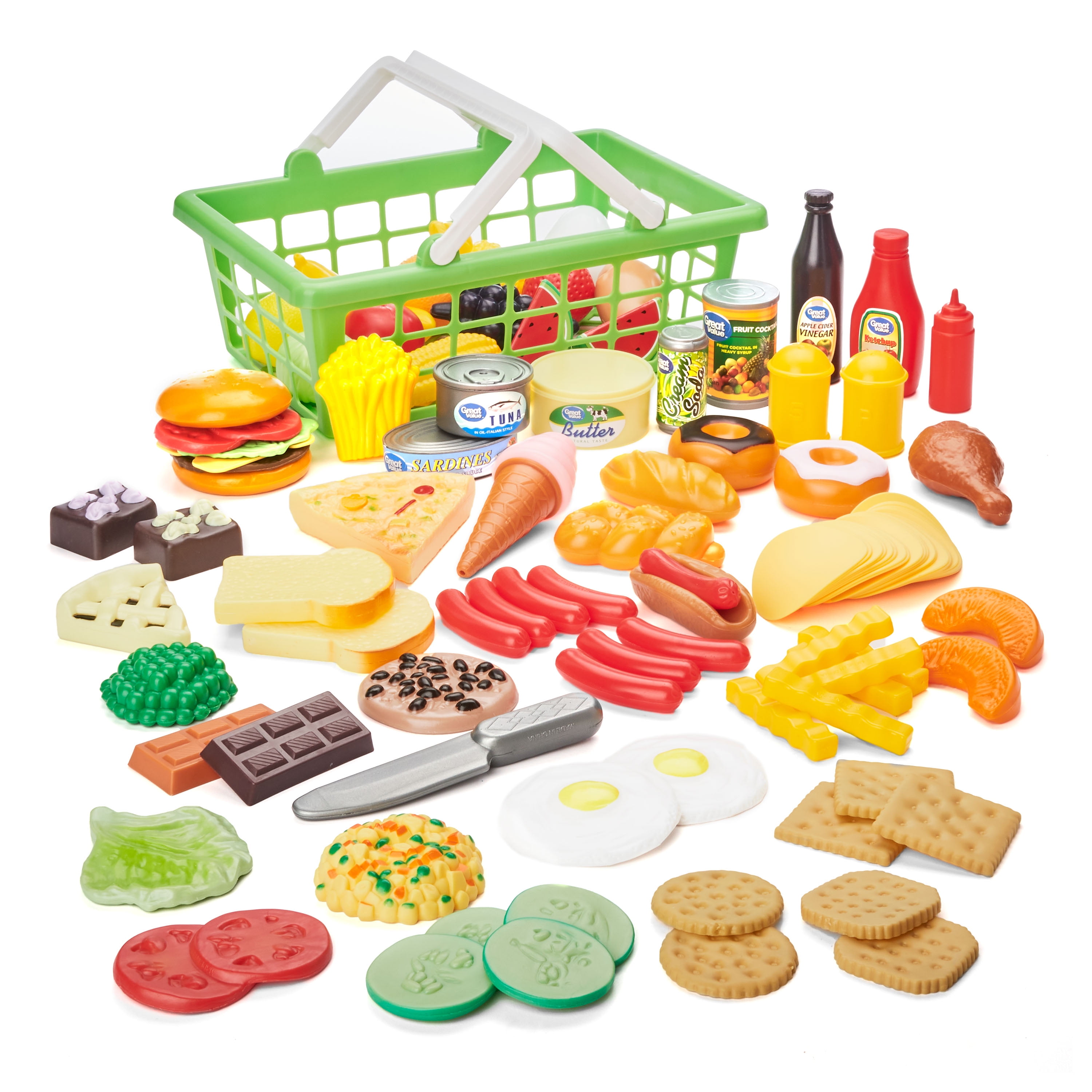 Kid Connection Play Food Basket  100 Pieces  Toddler Toys