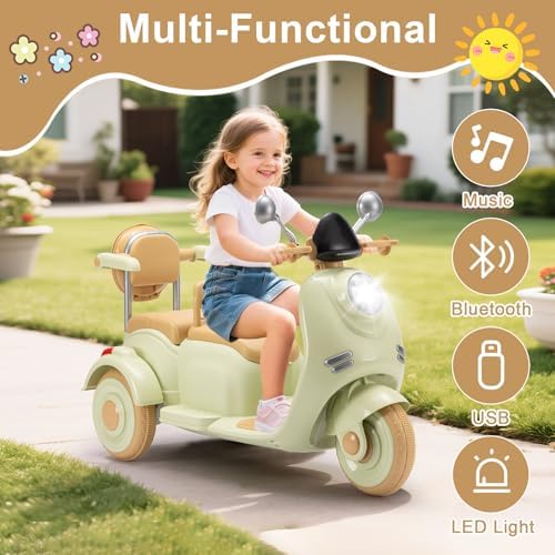 Kids Electric Motorcycle  Electric Scooter for 3 8  3 Wheel 12V Electric Ride On Scooter with Light Ride  Music  USB with Storage Compartments & Soft Start  Motorcycle for Girls  Pink