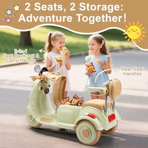 Kids Electric Motorcycle  Electric Scooter for 3 8  3 Wheel 12V Electric Ride On Scooter with Light Ride  Music  USB with Storage Compartments & Soft Start  Motorcycle for Girls  Pink