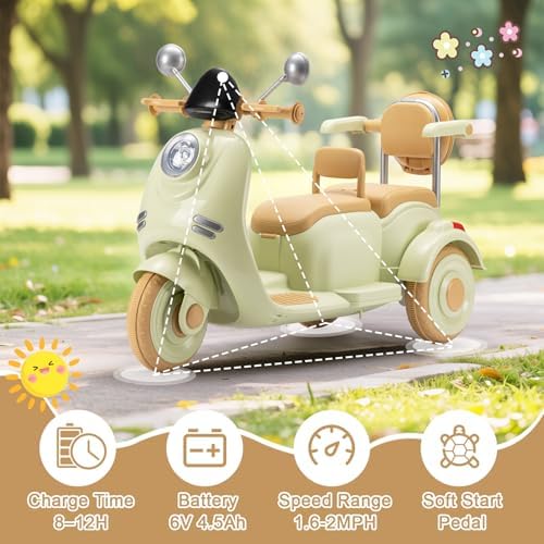 Kids Electric Motorcycle  Electric Scooter for 3 8  3 Wheel 12V Electric Ride On Scooter with Light Ride  Music  USB with Storage Compartments & Soft Start  Motorcycle for Girls  Pink