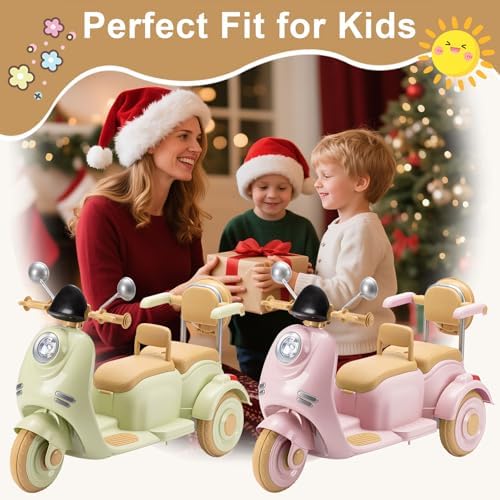 Kids Electric Motorcycle  Electric Scooter for 3 8  3 Wheel 12V Electric Ride On Scooter with Light Ride  Music  USB with Storage Compartments & Soft Start  Motorcycle for Girls  Pink