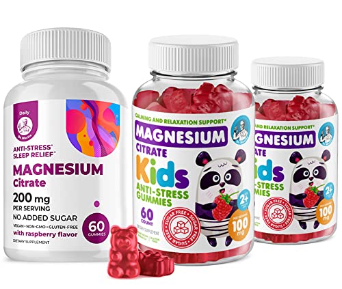 Kids Magnesium 120 count and Magnesium 60 count Gummies Sugar Free   Calm Magnesium Gummies Supplement for Children  Sugar Free Magnesium Calm Chews for Kids & Adults