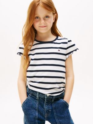 TALLA S, - Kids  Stripe Ruffle Sleeve T Shirt