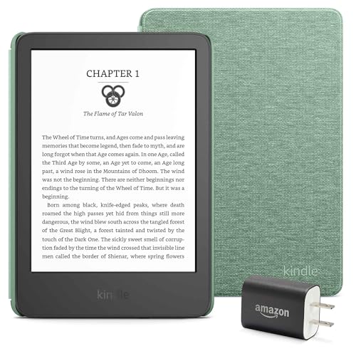 Kindle Essentials Bundle including Kindle  2024 release    Black  Fabric Cover   Matcha  and Power Adapter