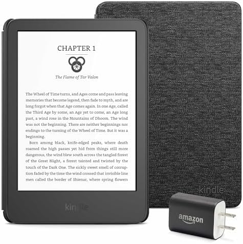 Kindle Essentials Bundle including Kindle  2024 release    Black  Fabric Cover   Matcha  and Power Adapter