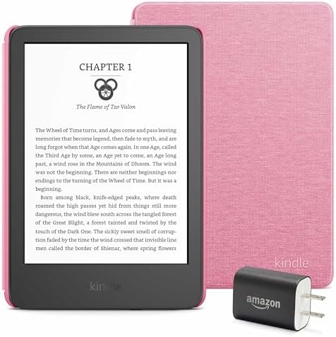 Kindle Essentials Bundle including Kindle  2024 release    Black  Fabric Cover   Matcha  and Power Adapter