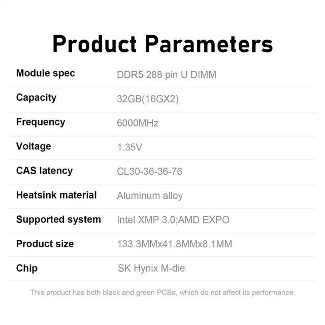 KingBank RGB Computer Desktop Memory Ram DDR5 32GB 2x16GB  6000MT/s  CL30 1 35V Overclocking XMP 3 0 & Expo with Heatsink for PC Gaming/Office/PS