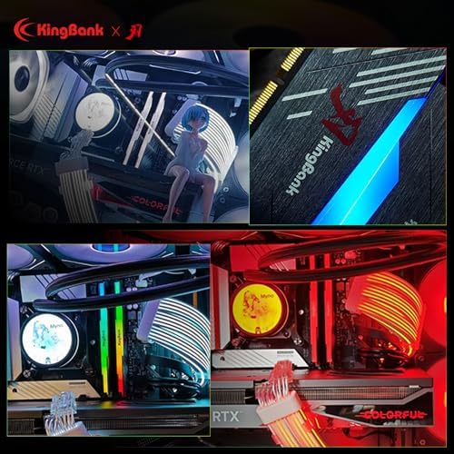 KingBank RGB Computer Desktop Memory Ram Hynix M die DDR5 32GB 2x16GB  6400MT/s CL32 1 4V with Heatsink for Desktop Computer Gaming/Office/PS Black