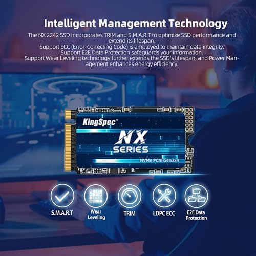 KingSpec 1TB M 2 2242 NVMe SSD   Up to 3500 MB/s Read Speed  PCIe 3 0 SSD with 3D NAND Flash  Compatible with PC  Laptop and Desktop