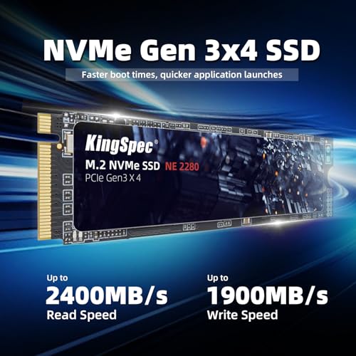 KingSpec SSD 512GB  M 2 NVMe Gen3x4 SSD 2280   Up to 2400MB/s  Internal Solid State Drive with 3D NAND Flash  Compatible with Desktop and Laptop