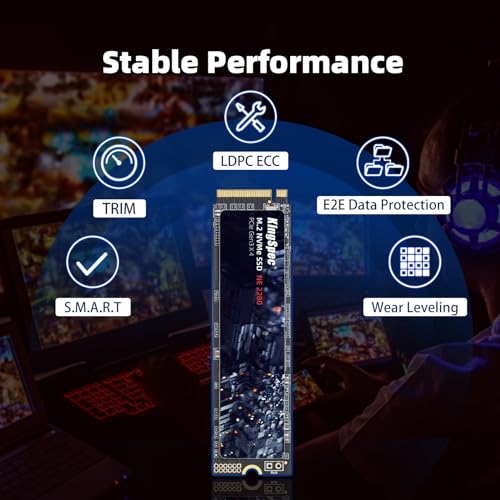 KingSpec SSD 512GB M 2 NVMe Gen3x4 SSD 2280 Up to 2400MB/s Internal Solid State Drive with 3D NAND Flash Compatible with Desktop and Laptop