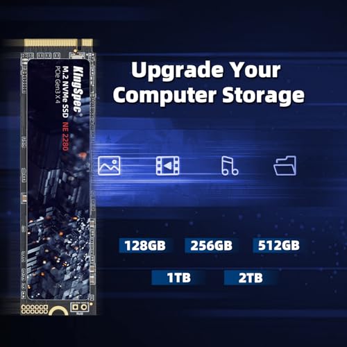 KingSpec SSD 512GB M 2 NVMe Gen3x4 SSD 2280 Up to 2400MB/s Internal Solid State Drive with 3D NAND Flash Compatible with Desktop and Laptop