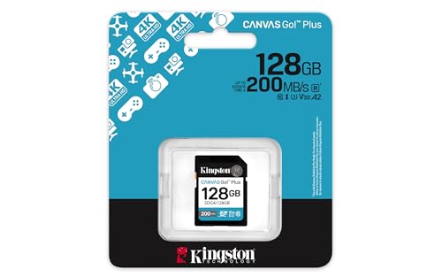 Kingston Canvas Go Plus 128GB SD Card   Up to 200MB/s   Class 10  UHS I  U3  V30   SDG4/128GB