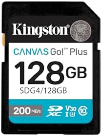 Kingston Canvas Go Plus 128GB SD Card | Up to 200MB/s | Class 10, UHS-I, U3, V30 | SDG4/128GB