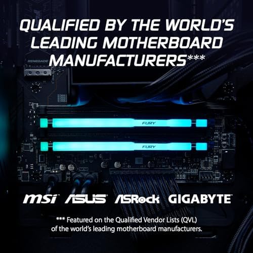 Kingston FURY Beast RGB 32GB  2x16GB  6000MT/s DDR5 CL30 Desktop Memory   AMD EXPO   Kit of 2   KF560C30BBEAK2 32
