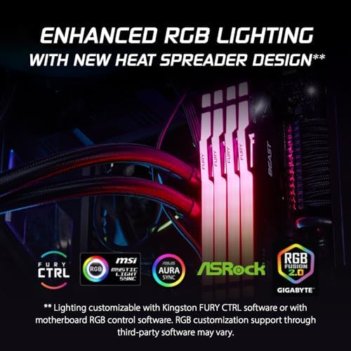 Kingston FURY Beast RGB 32GB  2x16GB  6000MT/s DDR5 CL30 Desktop Memory   AMD EXPO   Kit of 2   KF560C30BBEAK2 32